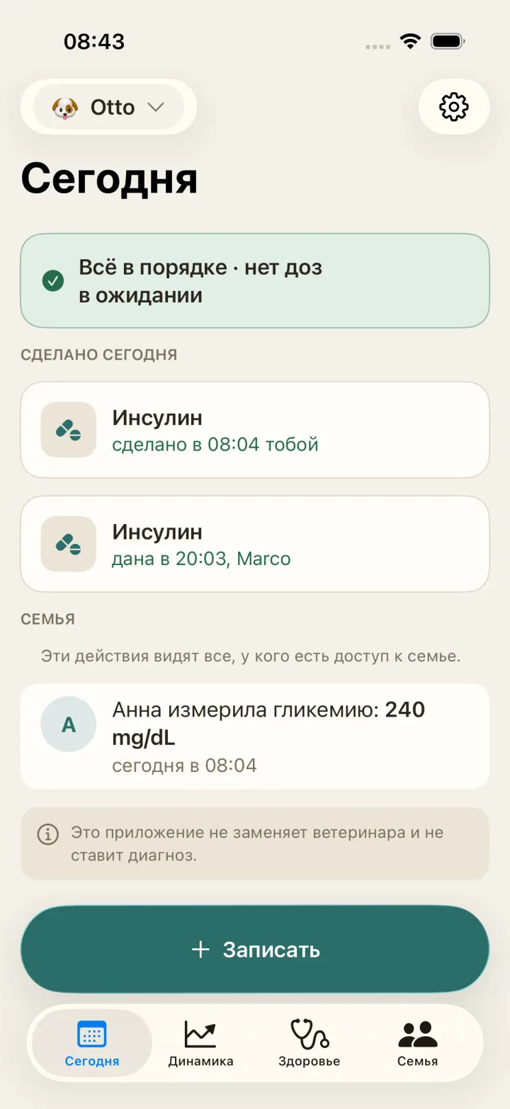Всё в порядке · нет доз в ожидании